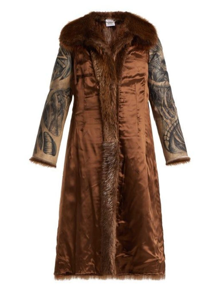 Vetements - Inside-out Belted Fur Coat - Womens - Brown Multi