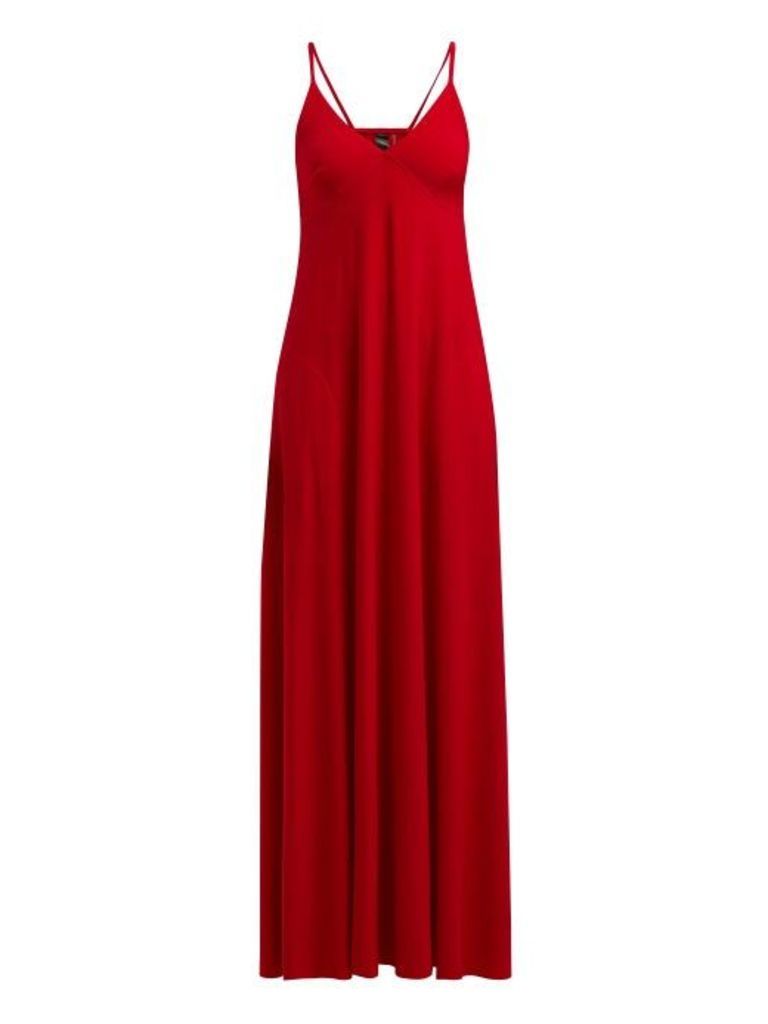 Norma Kamali - V-neck Jersey Slip Dress - Womens - Red