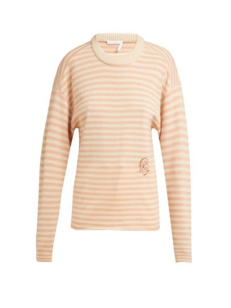 Chloé - Intarsia-striped Cashmere Sweater - Womens - Pink Stripe
