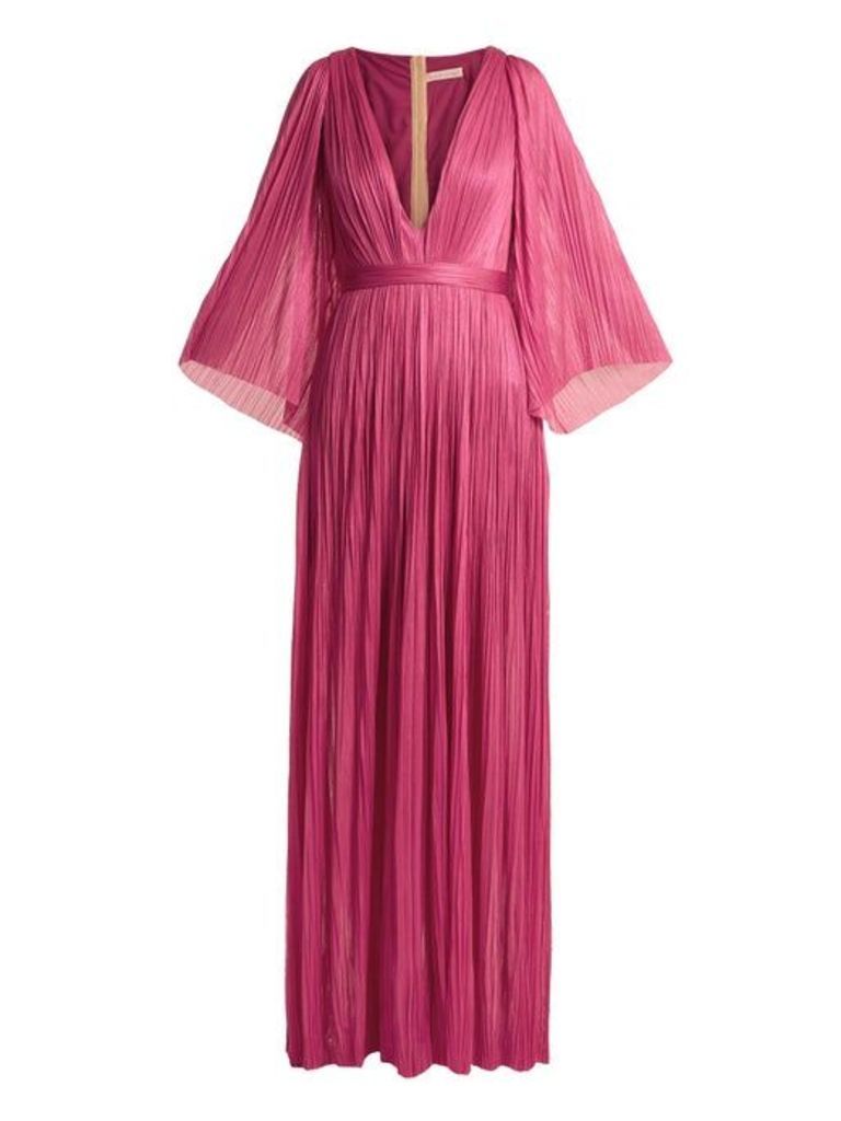 Maria Lucia Hohan - Lur Deep V Neck Silk Tulle Gown - Womens - Pink