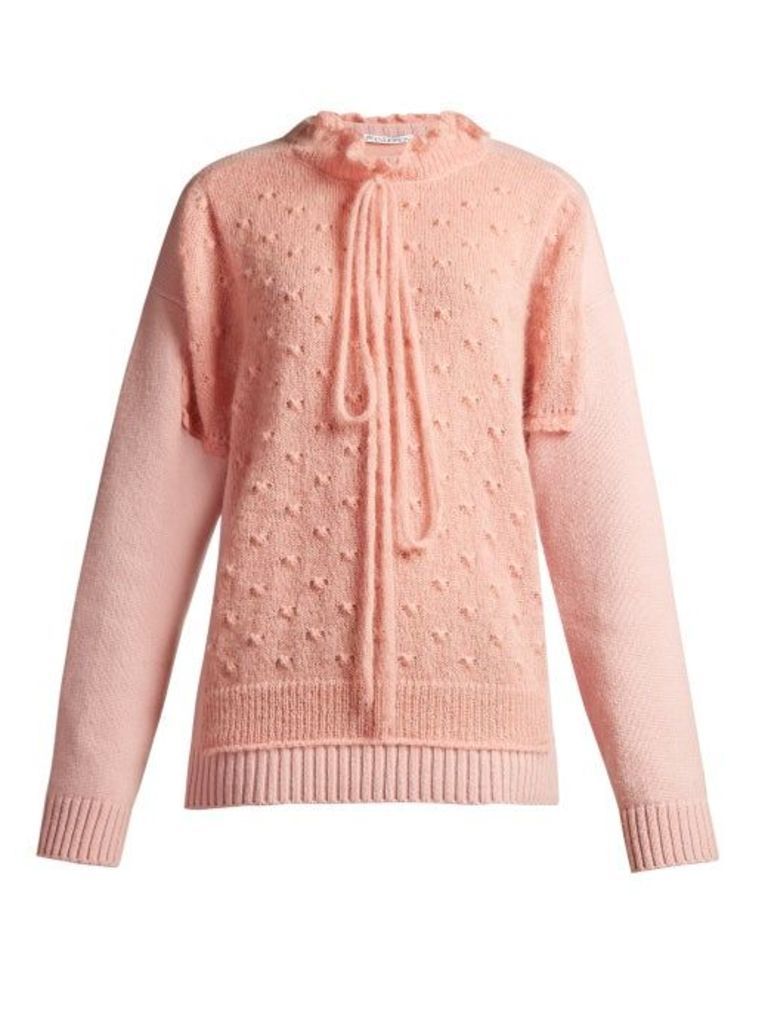 Jw Anderson - Panelled Lambswool Blend Sweater - Womens - Pink