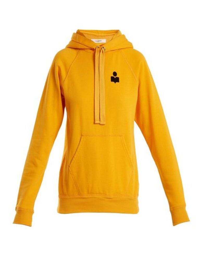 Isabel Marant Étoile - Malibu Flocked Logo Cotton Blend Hooded Sweatshirt - Womens - Yellow
