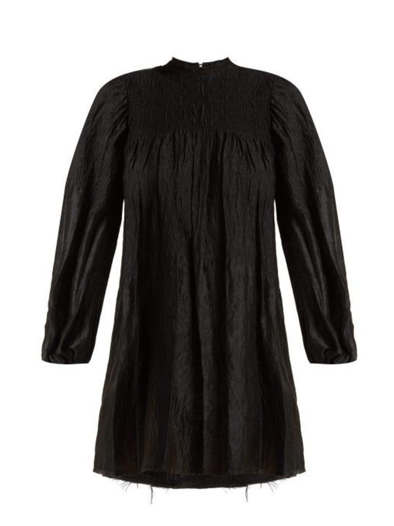 Marques'almeida - Smocked Long-sleeved Mini Dress - Womens - Black