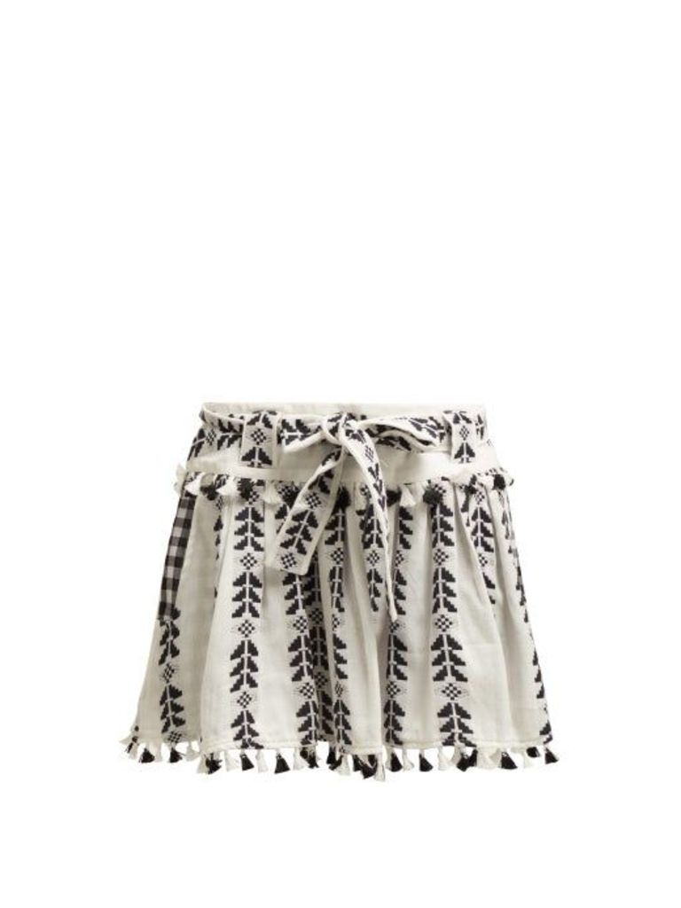 Dodo Bar Or - Ariana Geometric-embroidered Cotton Mini Skirt - Womens - Black White