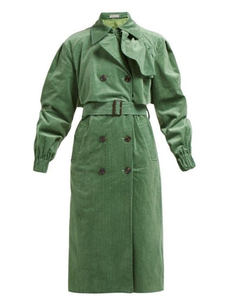Preen Line - Mia Cotton Corduroy Trench Coat - Womens - Green