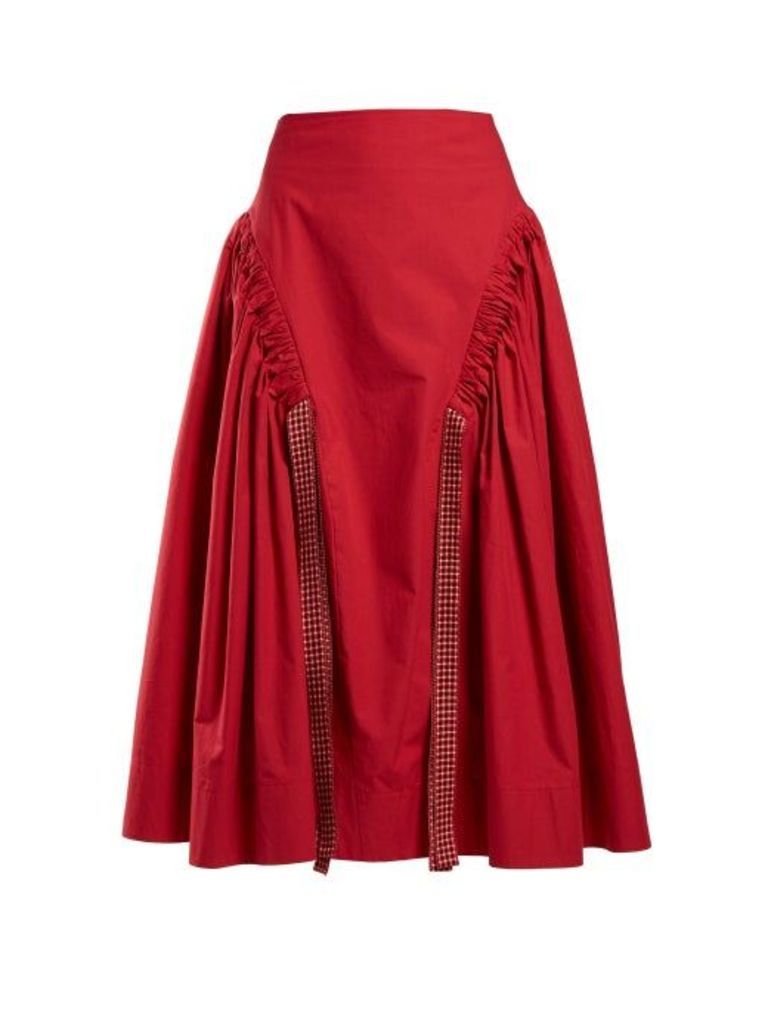 Fendi - Ruched Cotton Skirt - Womens - Red