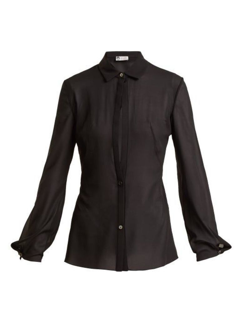 Lanvin - Sheer Silk-blend Shirt - Womens - Black