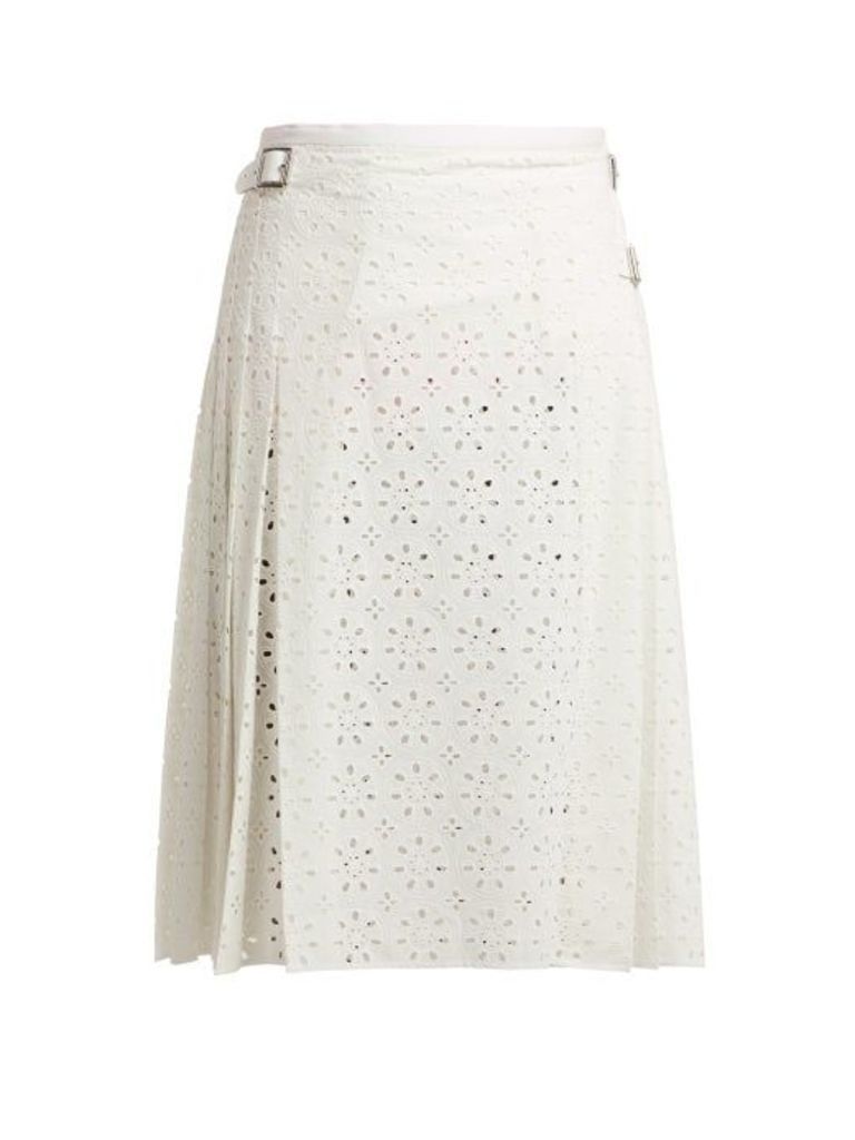 Christopher Kane - Cotton Broderie Anglaise Kilt Skirt - Womens - White