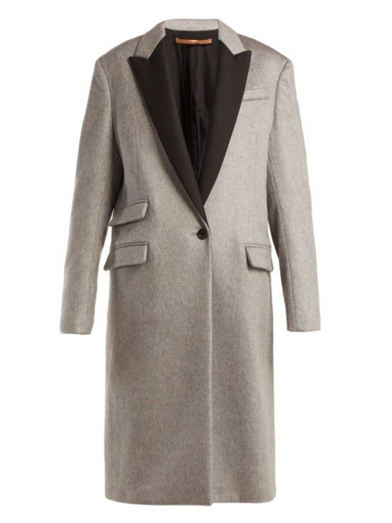 Summa - Contrast Panel Cashmere Coat - Womens - Black Grey
