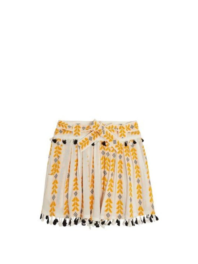 Dodo Bar Or - Ariana Woven Cotton Wrap Mini Skirt - Womens - Yellow Multi