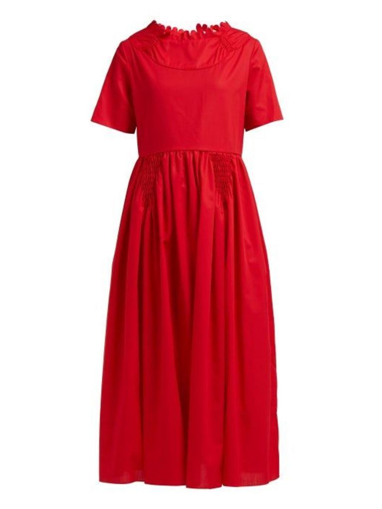 Horror Vacui - Fiorina Cotton Midi Dress - Womens - Red