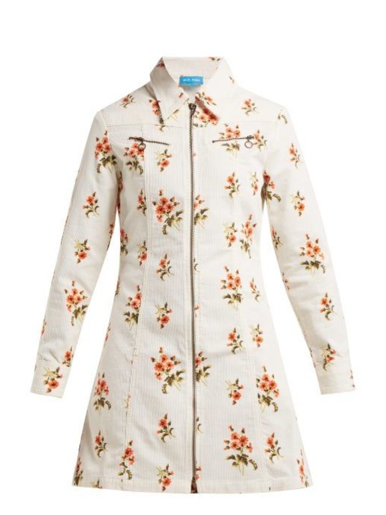 M.i.h Jeans - Codie Floral-print Cotton-corduroy Dress - Womens - White Print