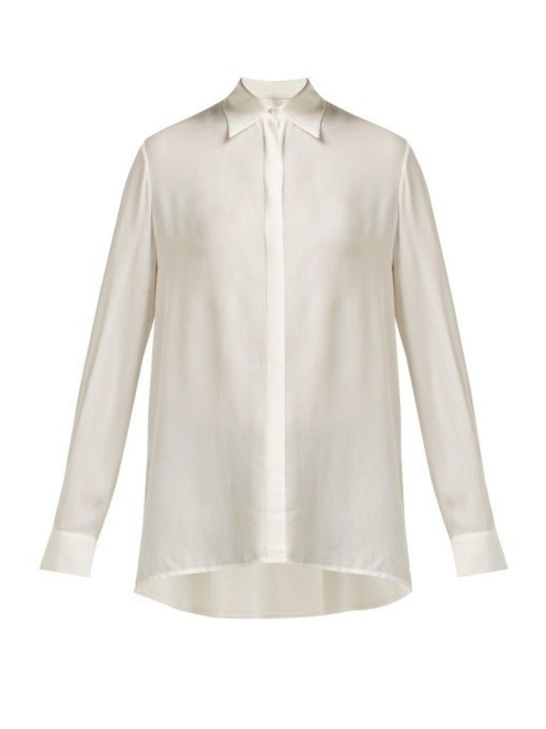 The Row - Carla Long-sleeved Chiffon Shirt - Womens - Ivory
