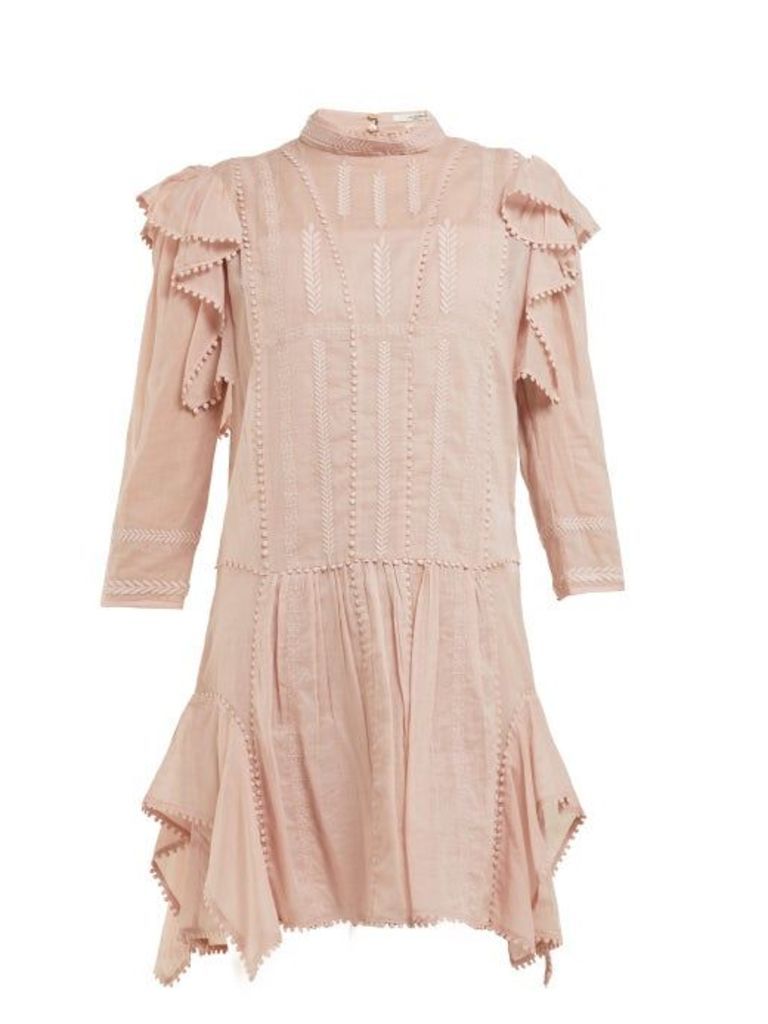Isabel Marant Étoile - Alba Embroidered Cotton Mini Dress - Womens - Light Pink