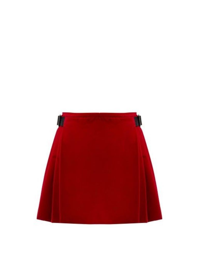 Christopher Kane - Crystal-embellished Cotton-blend Velvet Skirt - Womens - Red