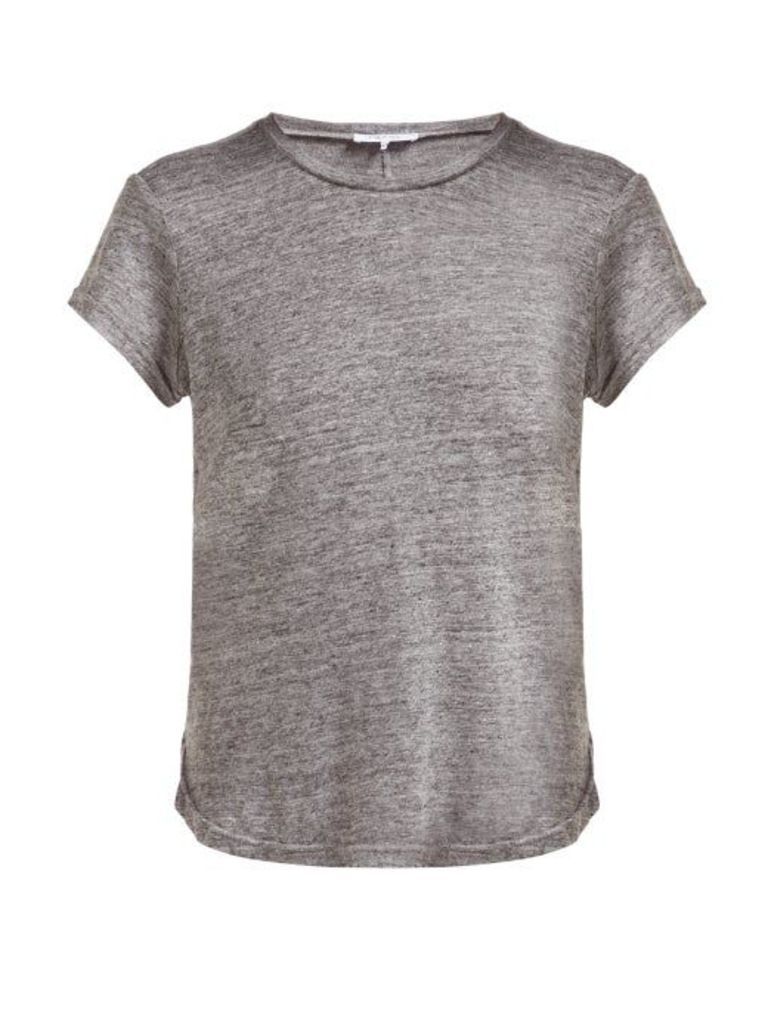 Frame - Slubbed Linen-jersey Crew-neck T-shirt - Womens - Grey