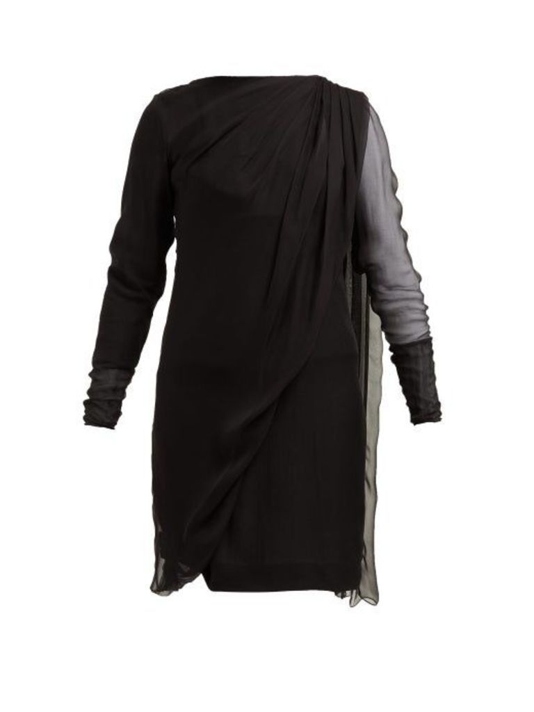 Lanvin - Draped Overlay Silk Chiffon Dress - Womens - Black