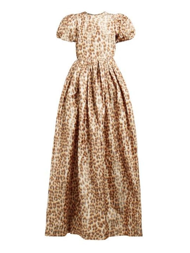 Rochas - Leopard Print Puff Sleeve Taffeta Gown - Womens - Leopard