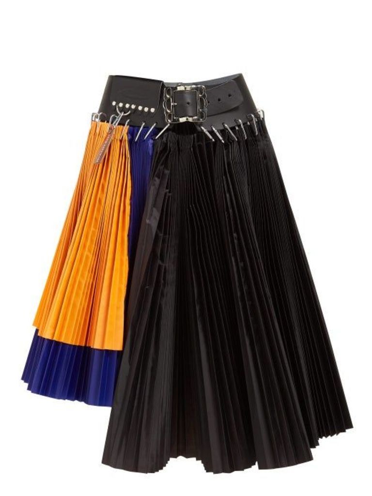 Chopova Lowena - Pleated Colour-block Asymmetric Mini Skirt - Womens - Multi