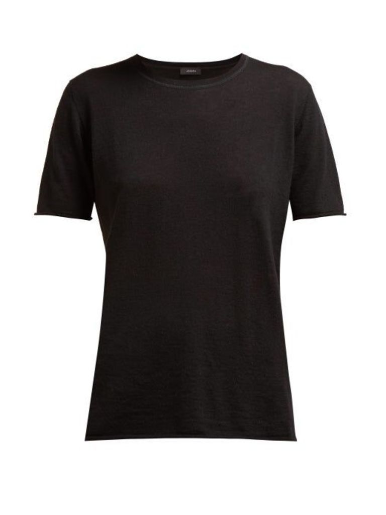 Joseph - Cashair Rolled-edge Cashmere-jersey T-shirt - Womens - Black