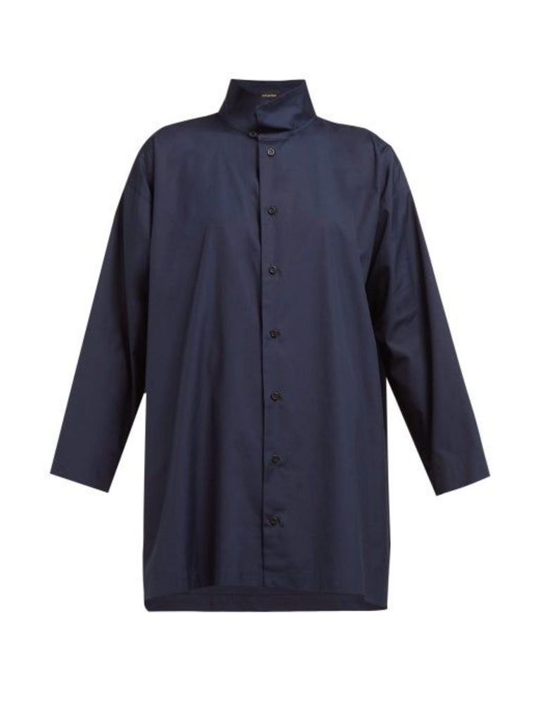 Eskandar - Two-collar Cotton-poplin Shirt - Womens - Navy