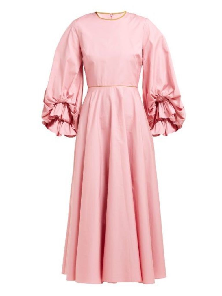 Roksanda - Fife Balloon Sleeve Cotton Poplin Dress - Womens - Pink