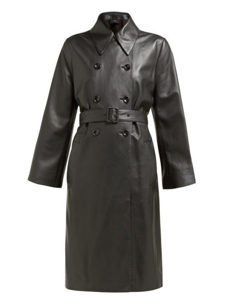 Joseph - Romney Double Breasted Leather Coat - Womens - Black