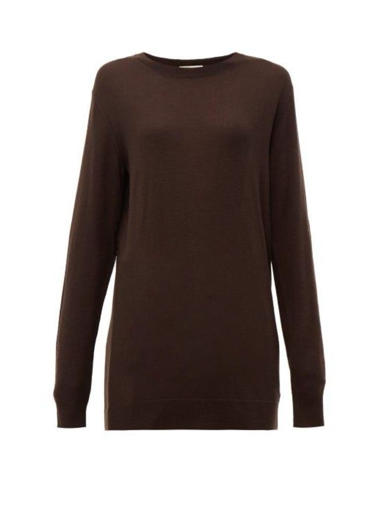 Bottega Veneta - Fine Gauge Cashmere Sweater - Womens - Dark Brown