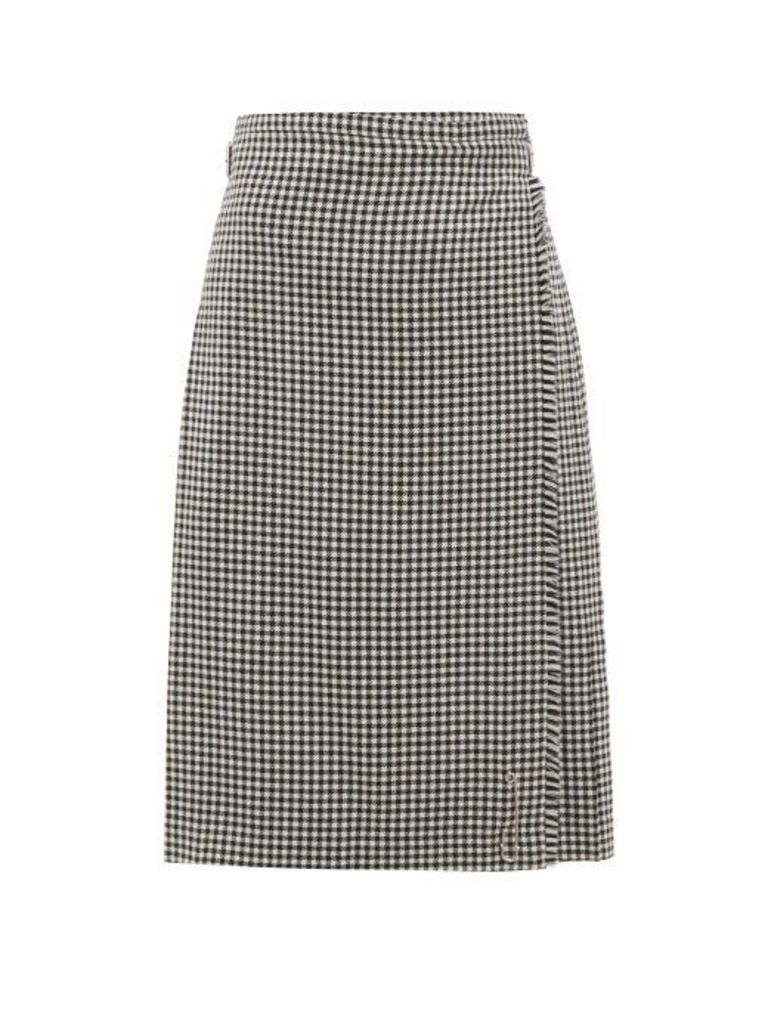 Le Kilt - Menzies 65cm Pleated Houndstooth Wool Skirt - Womens - Grey Print