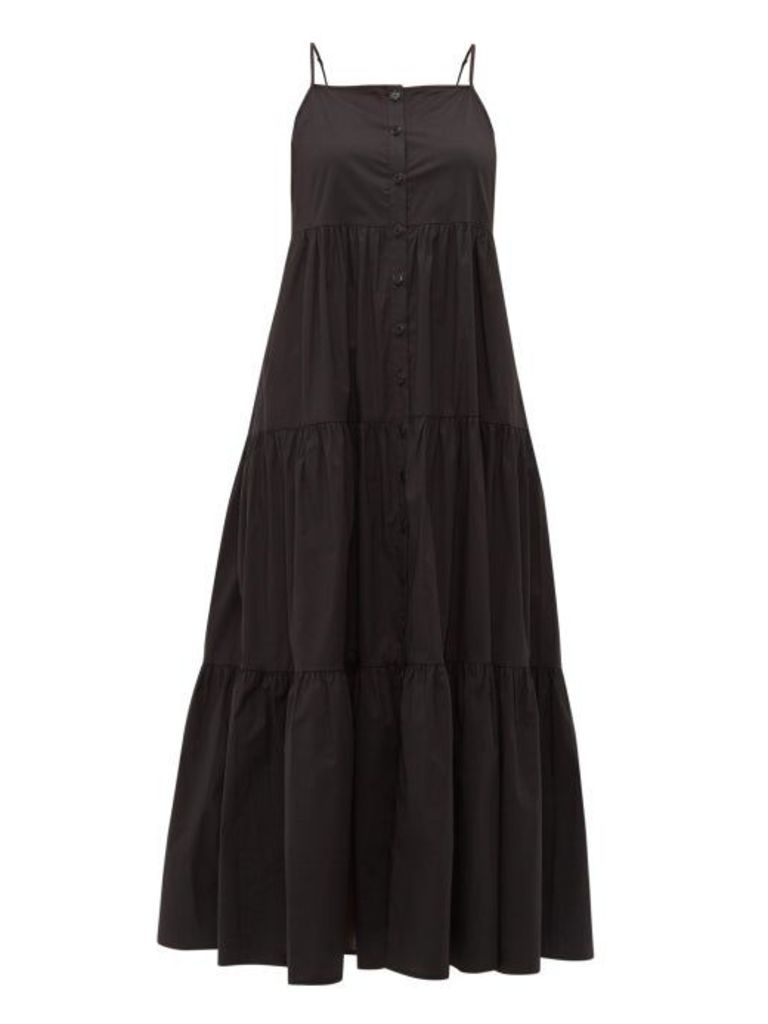 Sea - Luna Tiered Cotton Blend Midi Dress - Womens - Black