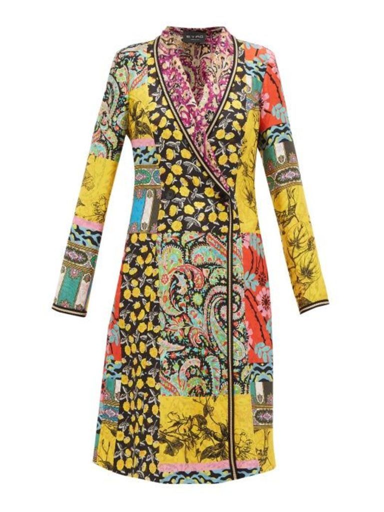 Etro - Cheshire Floral Print Silk Coat - Womens - Yellow Multi