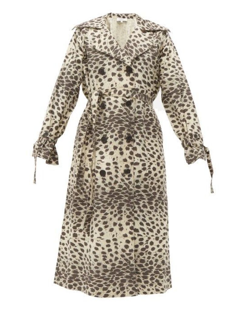 Sea - Leo Leopard Print Cotton Trench Coat - Womens - Leopard