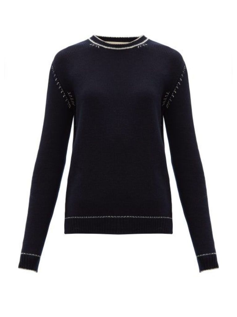 Marni - Contrast Stitch Cashmere Sweater - Womens - Blue White