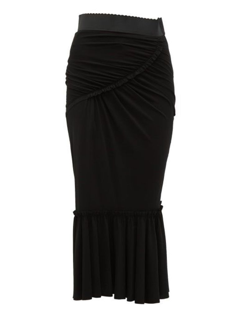 Dolce & Gabbana - Fishtail Midi Skirt - Womens - Black