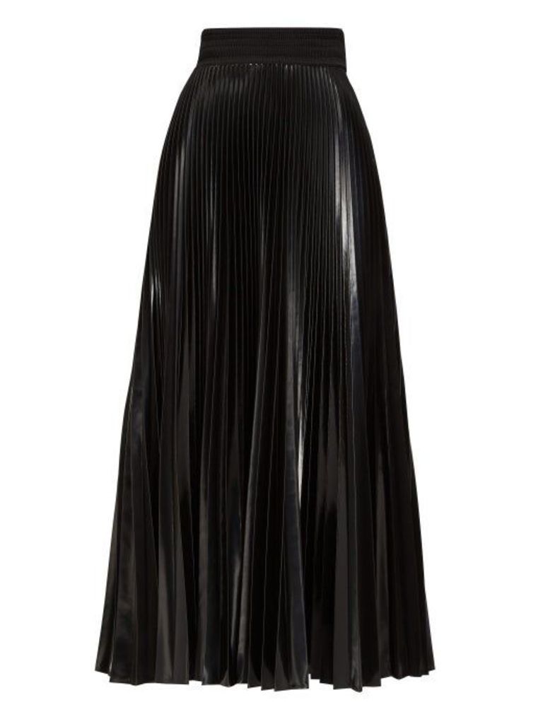 Fendi - High-shine Pleated Midi Skirt - Womens - Black