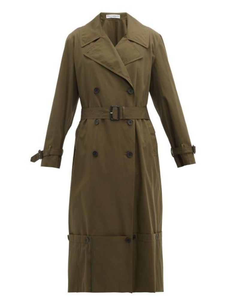 Jw Anderson - Extendable-hem Cotton Trench Coat - Womens - Green