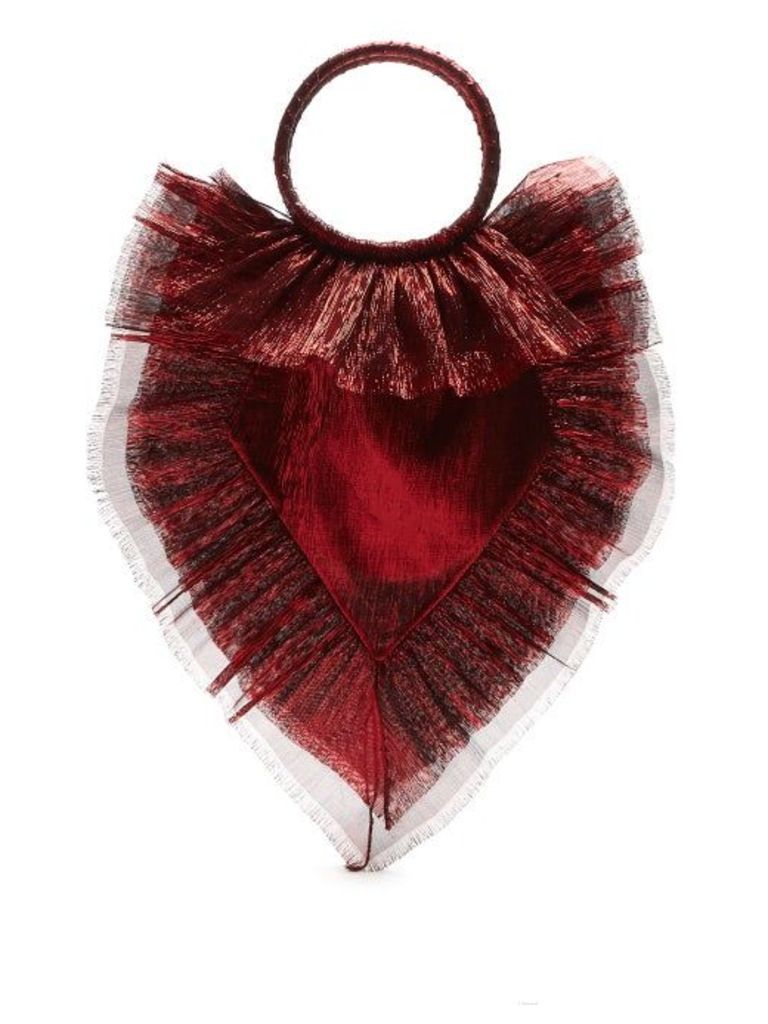 The Vampire's Wife - Ruffle Trimmed Woven Clutch - Womens - Red