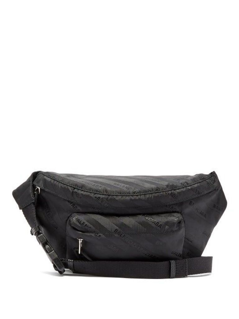 Balenciaga - Striped Logo Belt Bag - Womens - Black