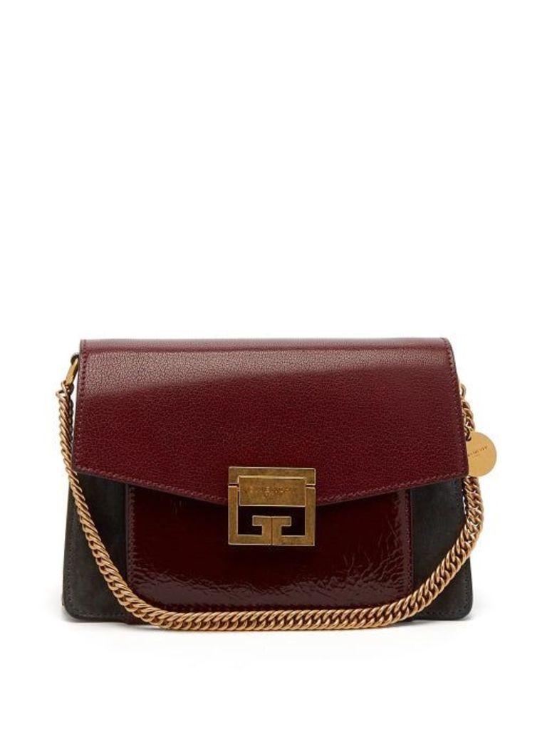 Givenchy - Gv3 Small Suede And Leather Cross Body Bag - Womens - Burgundy Multi