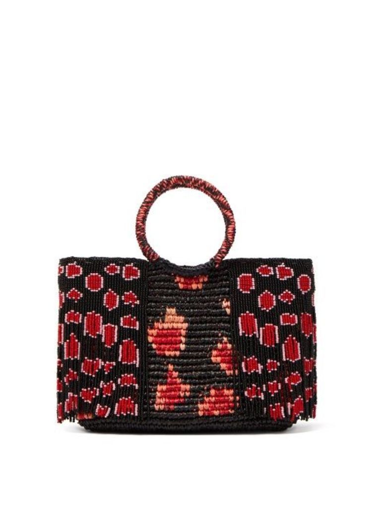 Sensi Studio - Bead Embellished Toquilla Straw Bag - Womens - Black Red
