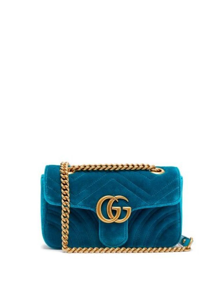 Gucci - Gg Marmont Mini Quilted-velvet Cross-body Bag - Womens - Green
