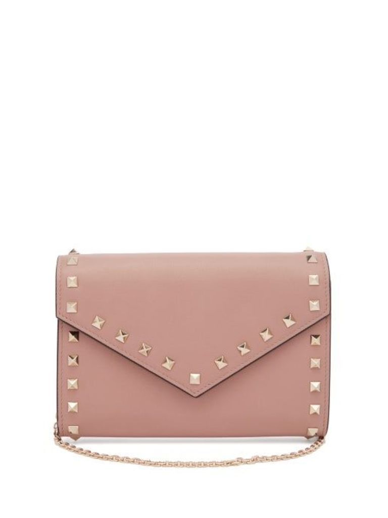 Valentino - Rockstud Leather Envelope Clutch - Womens - Nude