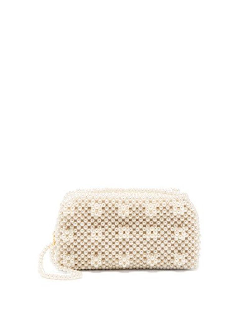 Shrimps - Molly Faux Pearl Embellished Clutch Bag - Womens - Cream