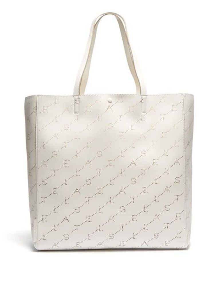 Stella Mccartney - Logo Pattern Faux Leather Tote Bag - Womens - White