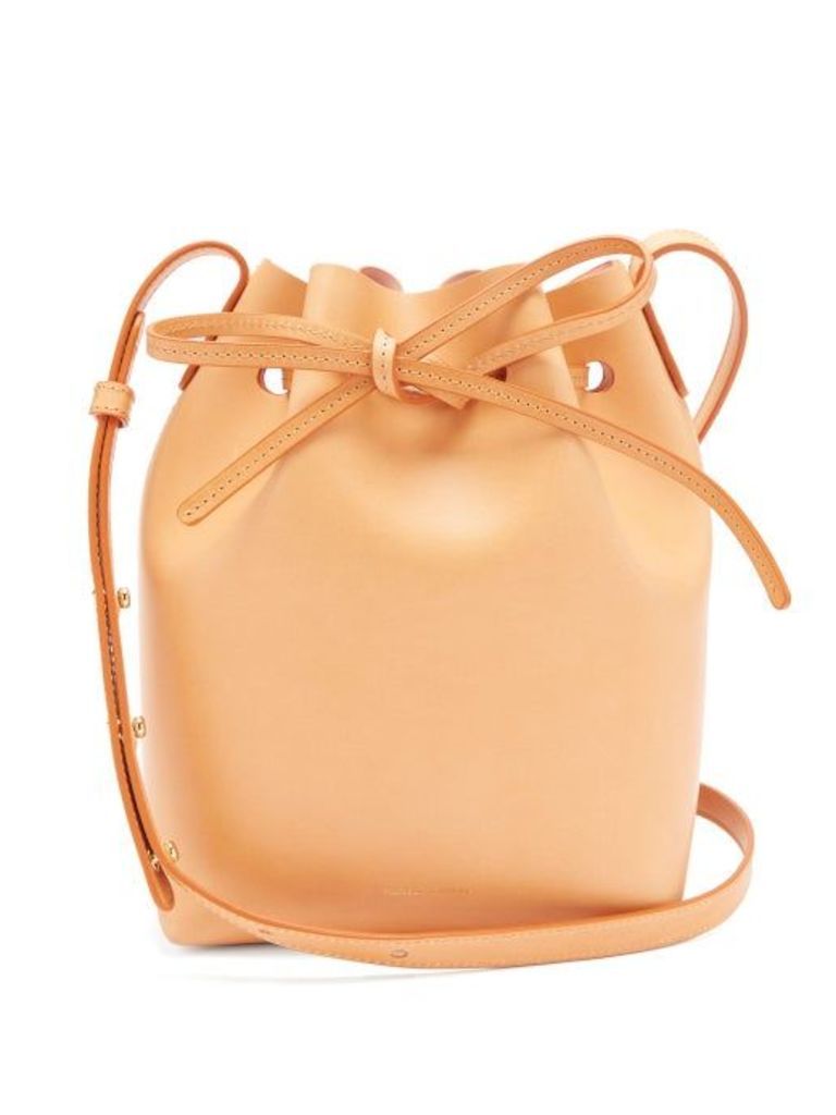 Mansur Gavriel - Pink-lined Mini Leather Bucket Bag - Womens - Tan