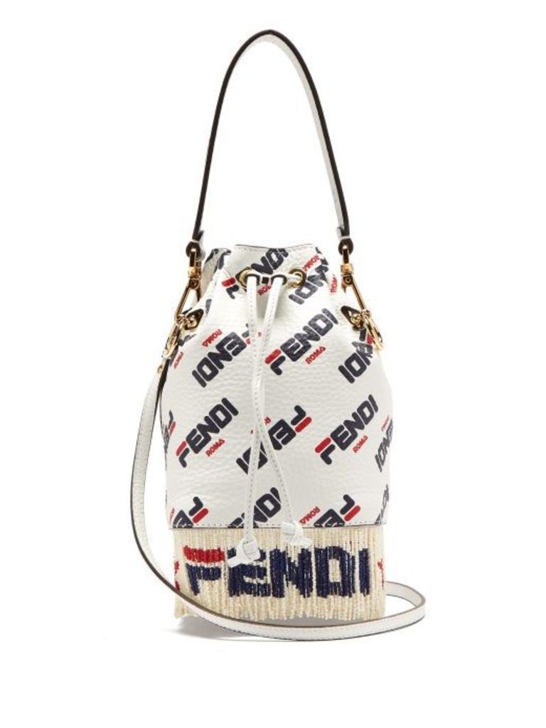 Fendi - Mania Mon Tresor Logo Leather Bucket Bag - Womens - White Multi