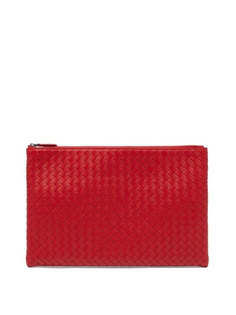 Bottega Veneta - Intrecciato Leather Pouch - Womens - Red
