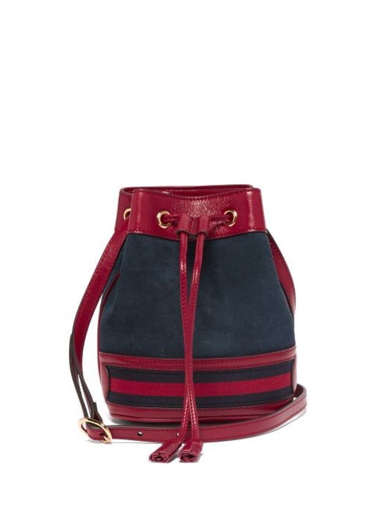 Gucci - Ophidia Mini Suede Bucket Bag - Womens - Red Navy