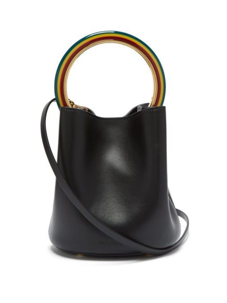 Marni - Pannier Leather Bucket Bag - Womens - Black Multi