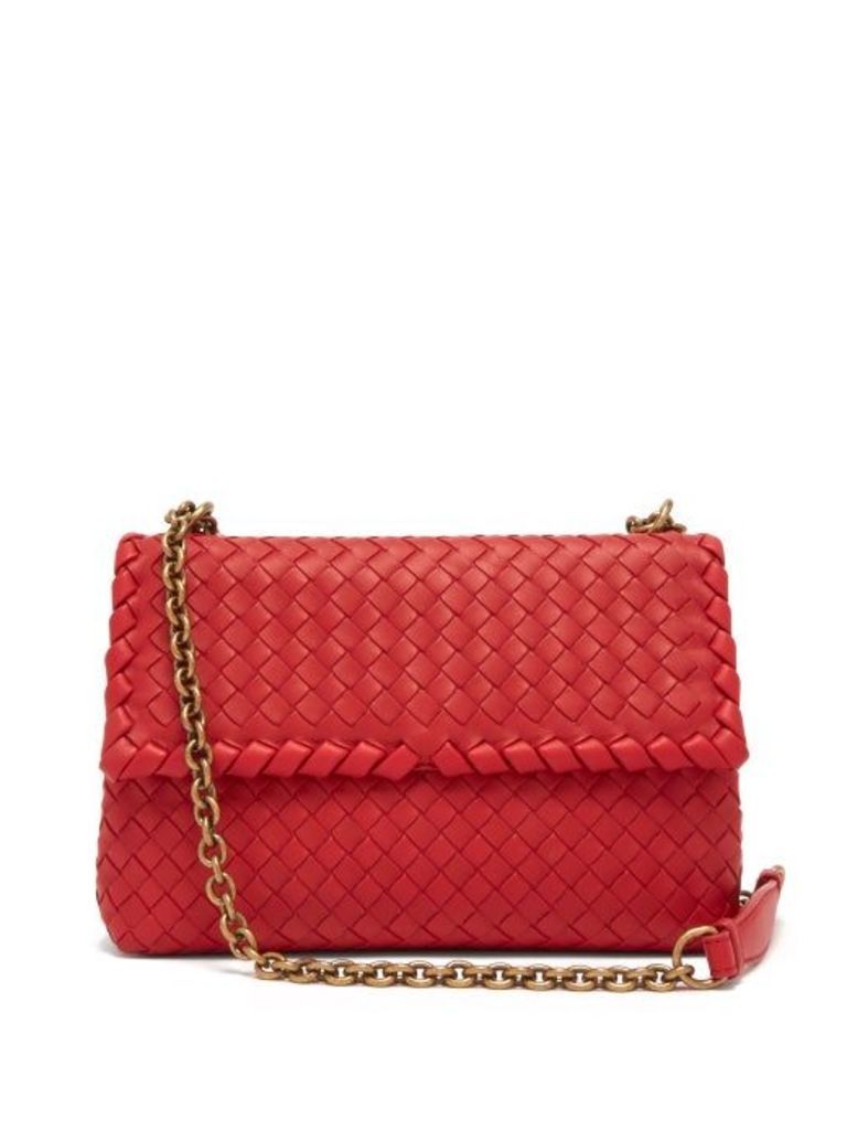 Bottega Veneta - Olimpia Small Intrecciato Shoulder Bag - Womens - Red